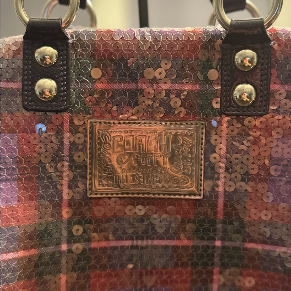 Coach poppy  Purple and Black Sequin Tote Bag - Picture 2 of 8